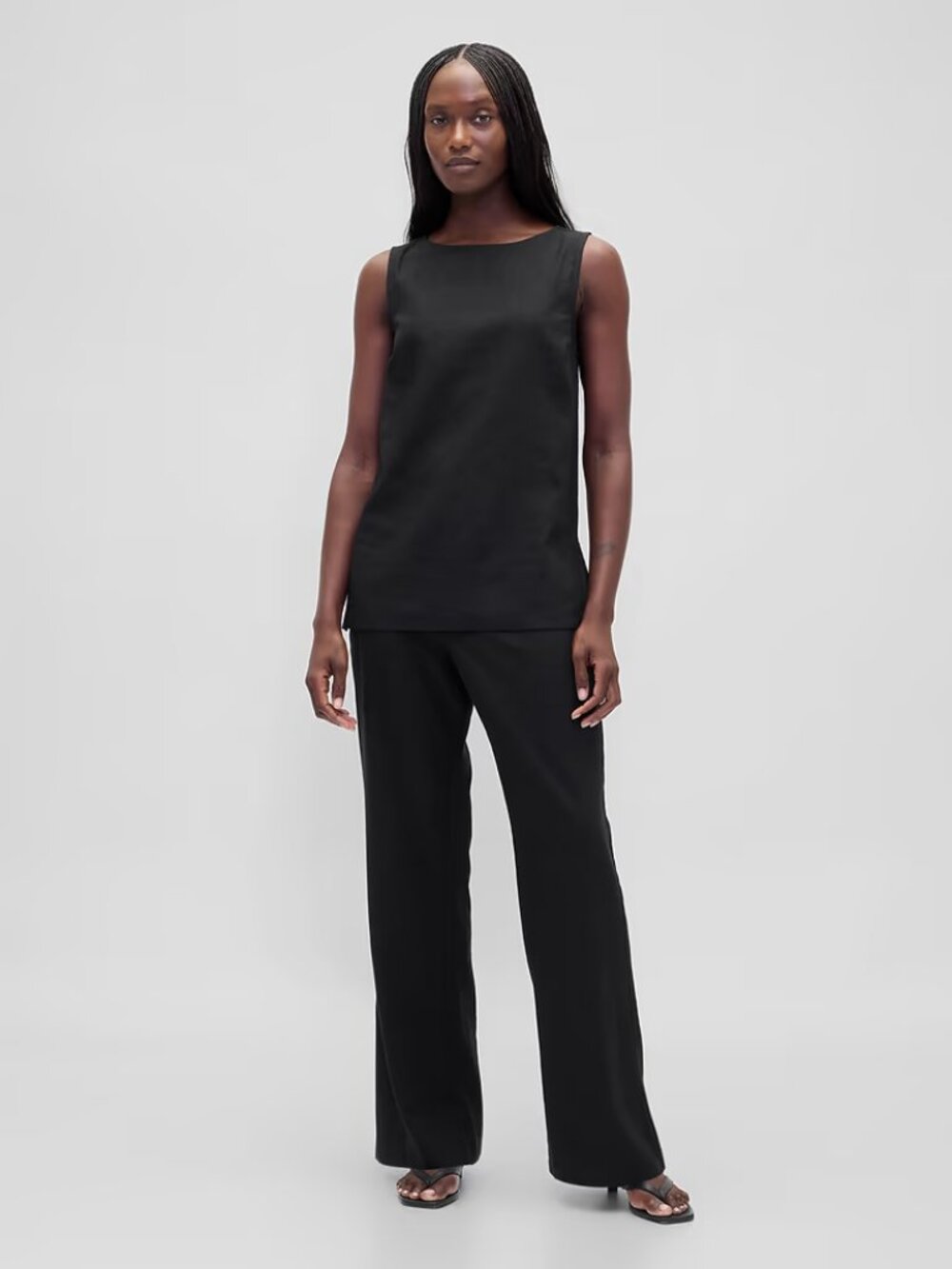 NWT GAP Black sz 12 Low Rise Linen-Blend Flare Pants Lightweight
